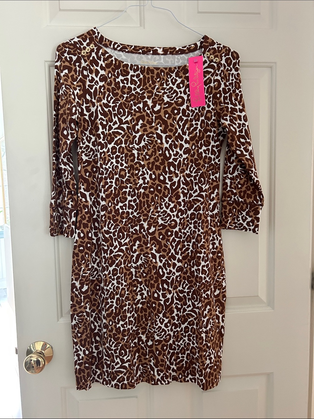 Lilly Pulitzer Size S Brown Leopard Print Dress UPF 50+
